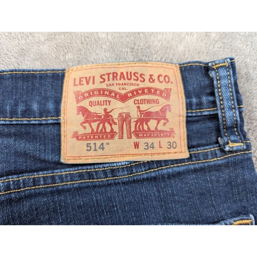 Levi’s 514 Jeans Mens 34x30 Straight Fit Blue Denim Casual Comfort Stretch